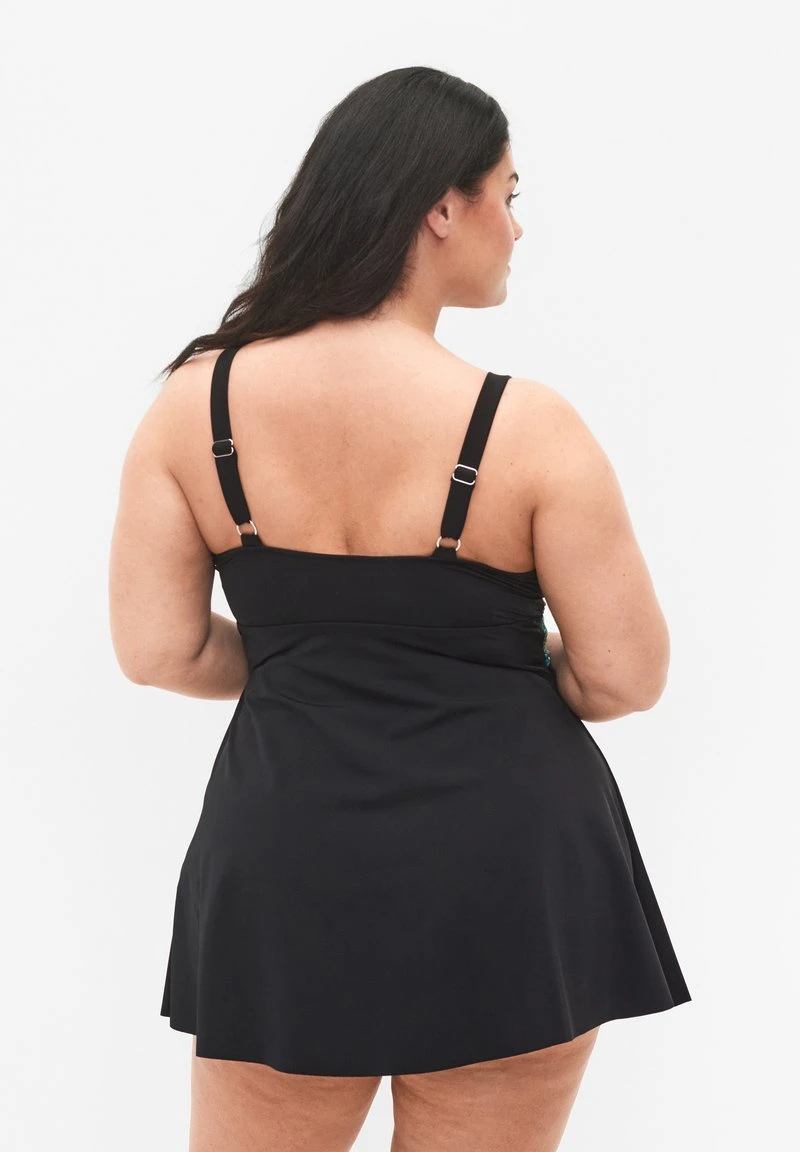 Zizzi WITH LOOSE - Badeanzug - Black Blue Leaf 4 Zizzi WITH LOOSE - Badeanzug - Black Blue Leaf – Bild 2