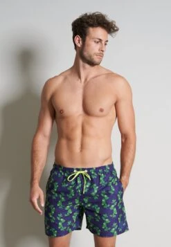 Badeshorts - Grün Dunkel Allover
