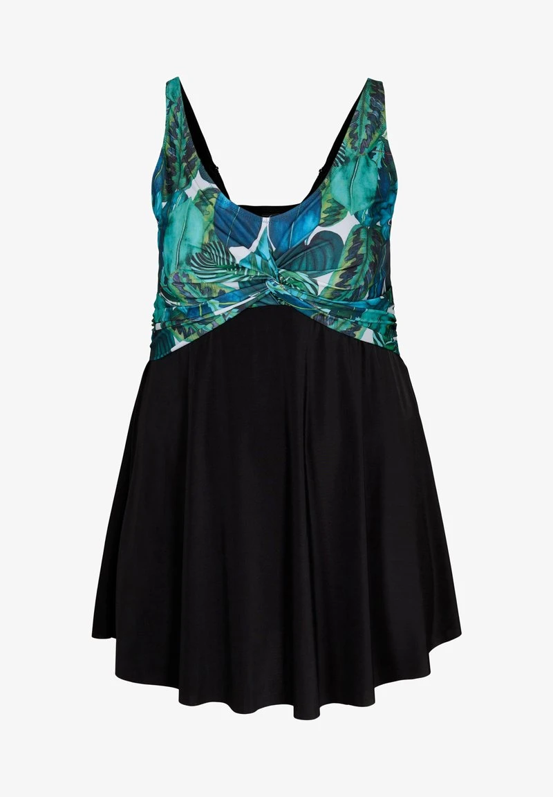 Zizzi WITH LOOSE - Badeanzug - Black Blue Leaf 6 Zizzi WITH LOOSE - Badeanzug - Black Blue Leaf – Bild 4